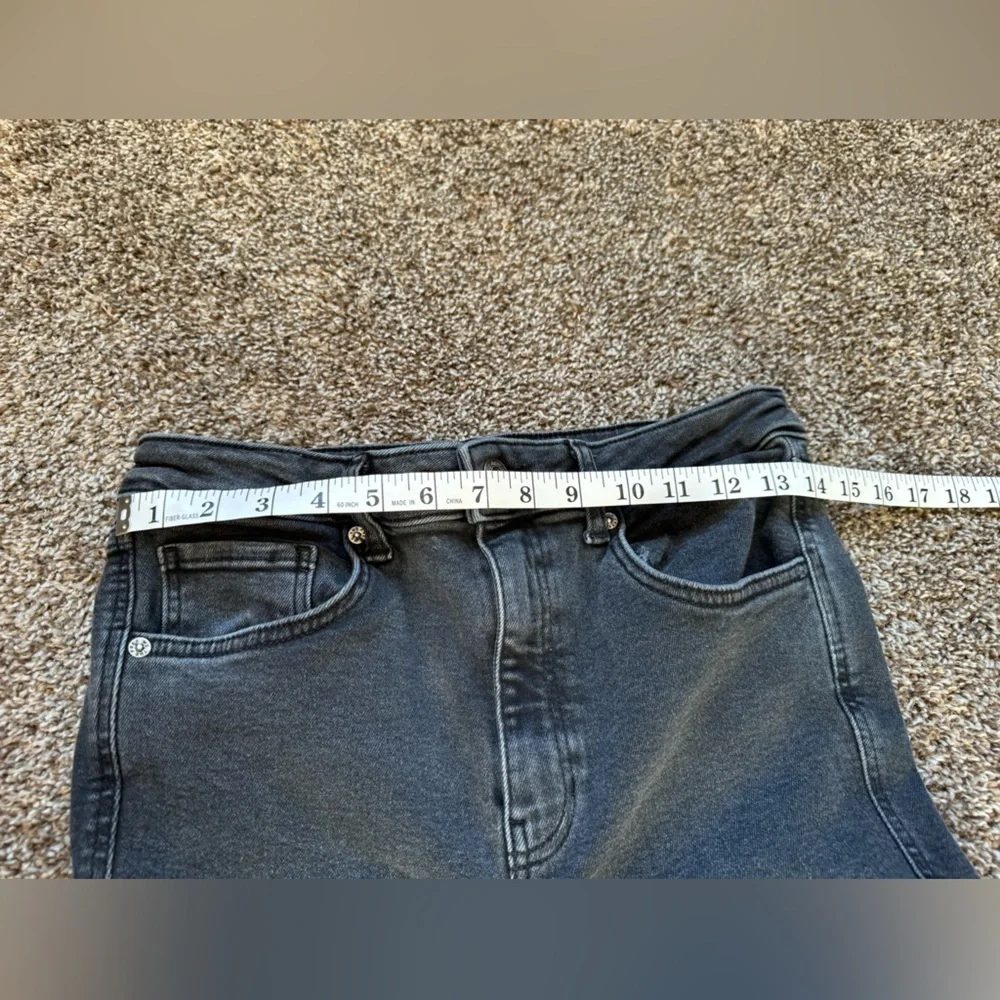 Free People We The Free high waisted cropped skinny jeans stretch raw hem black